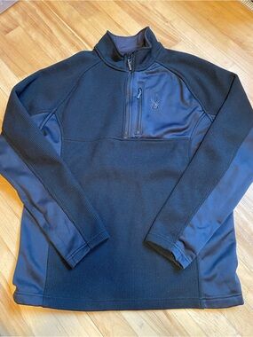 Spyder Men's Black Quarter-Zip Performance Pullover Size L Warm Fleece